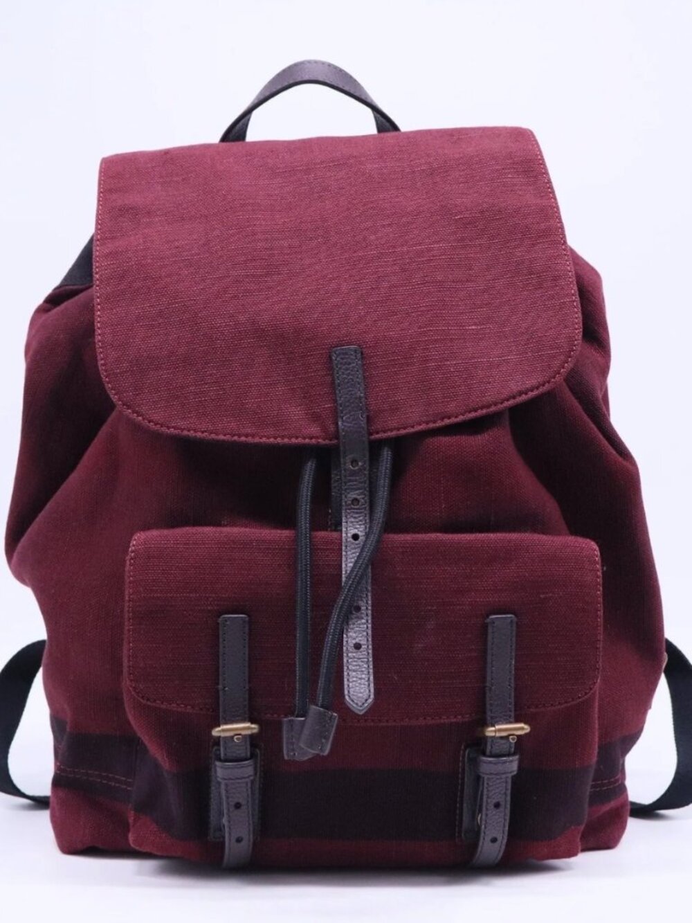 Burberry Brookdale Backpack Mega Check Burgundy Canvas Leather